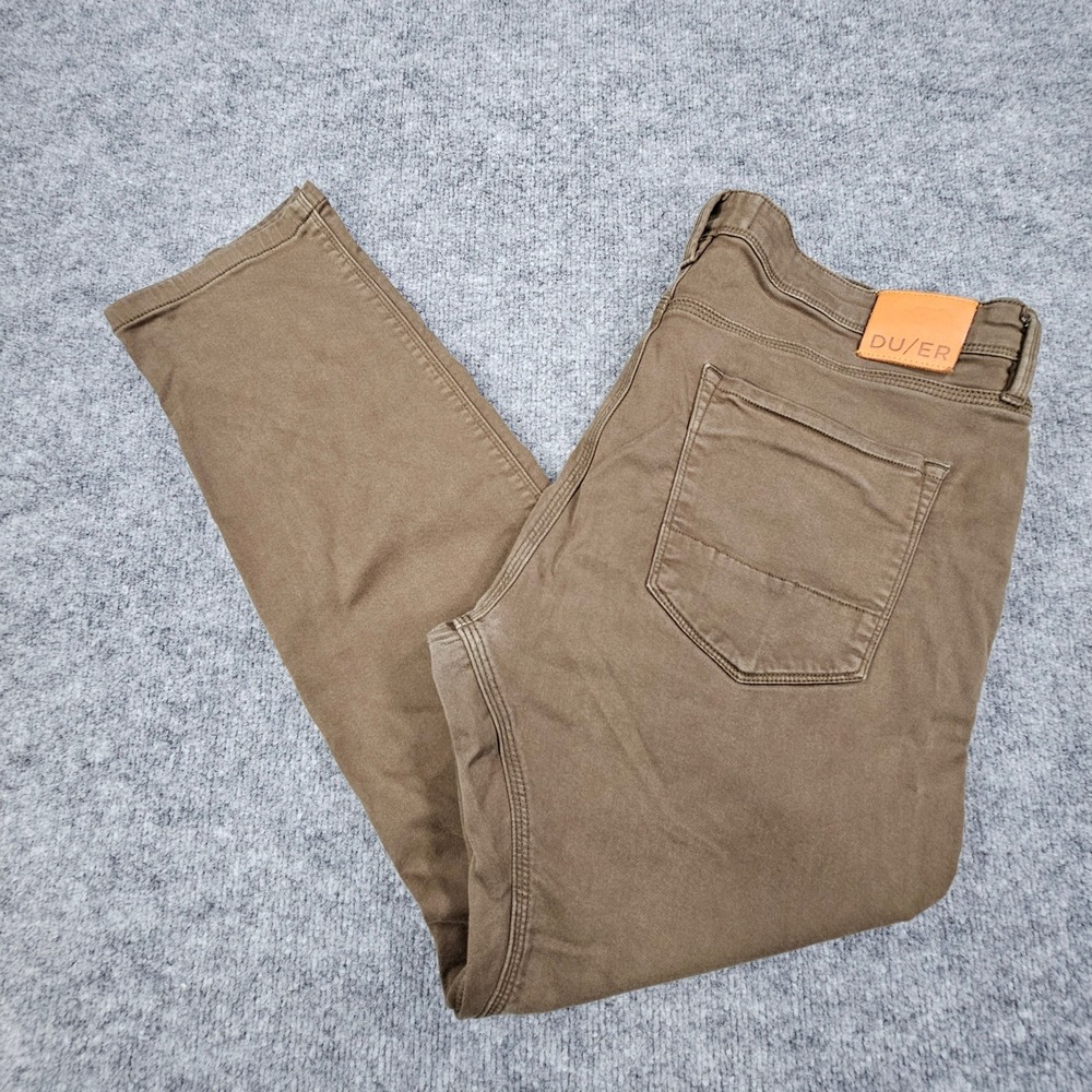 DU/ER N2X Slim Fit Pants Mens 38x29 Olive‎ Brown Stretch Chino 5 Pocket Casual